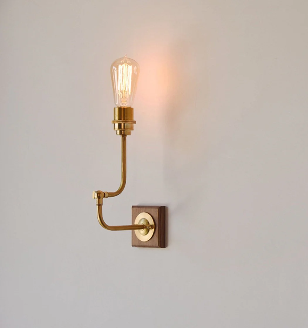 Ogilvy brushed brass & wood wall light - Image 8