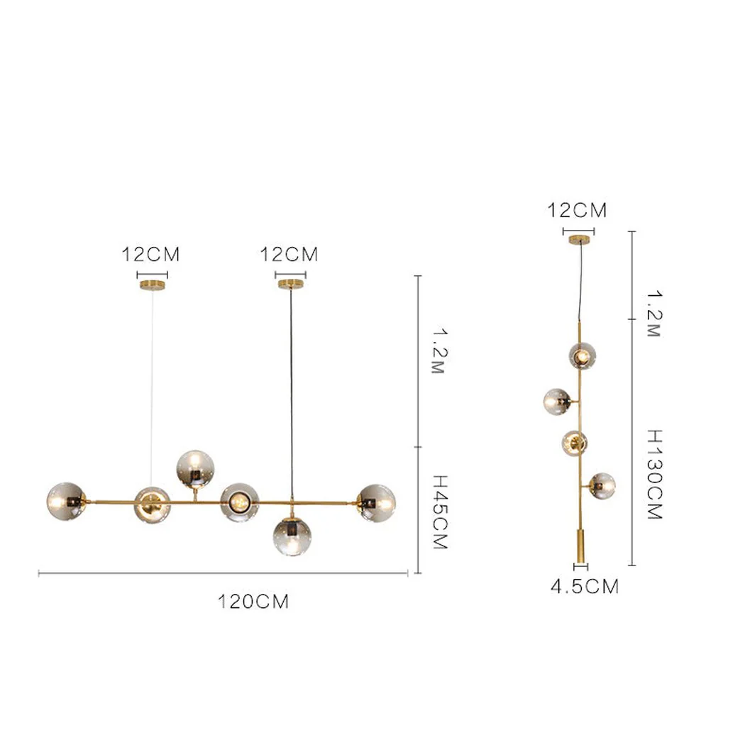 Olive Tree Branch 4 Bulb Staircase Void Brass Pendant Light - Image 8
