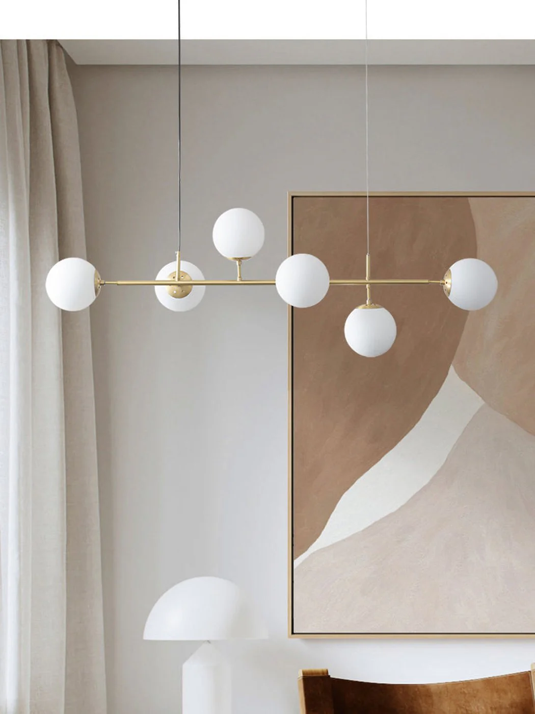 Olive Tree Milky Glass Kitchen Island line pendant light - Image 11