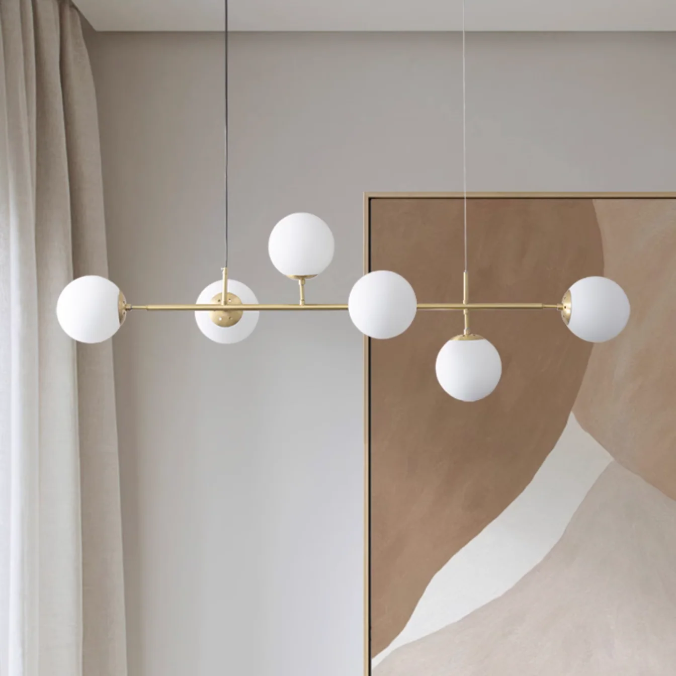 Olive Tree Milky Glass Kitchen Island line pendant light - Image 2