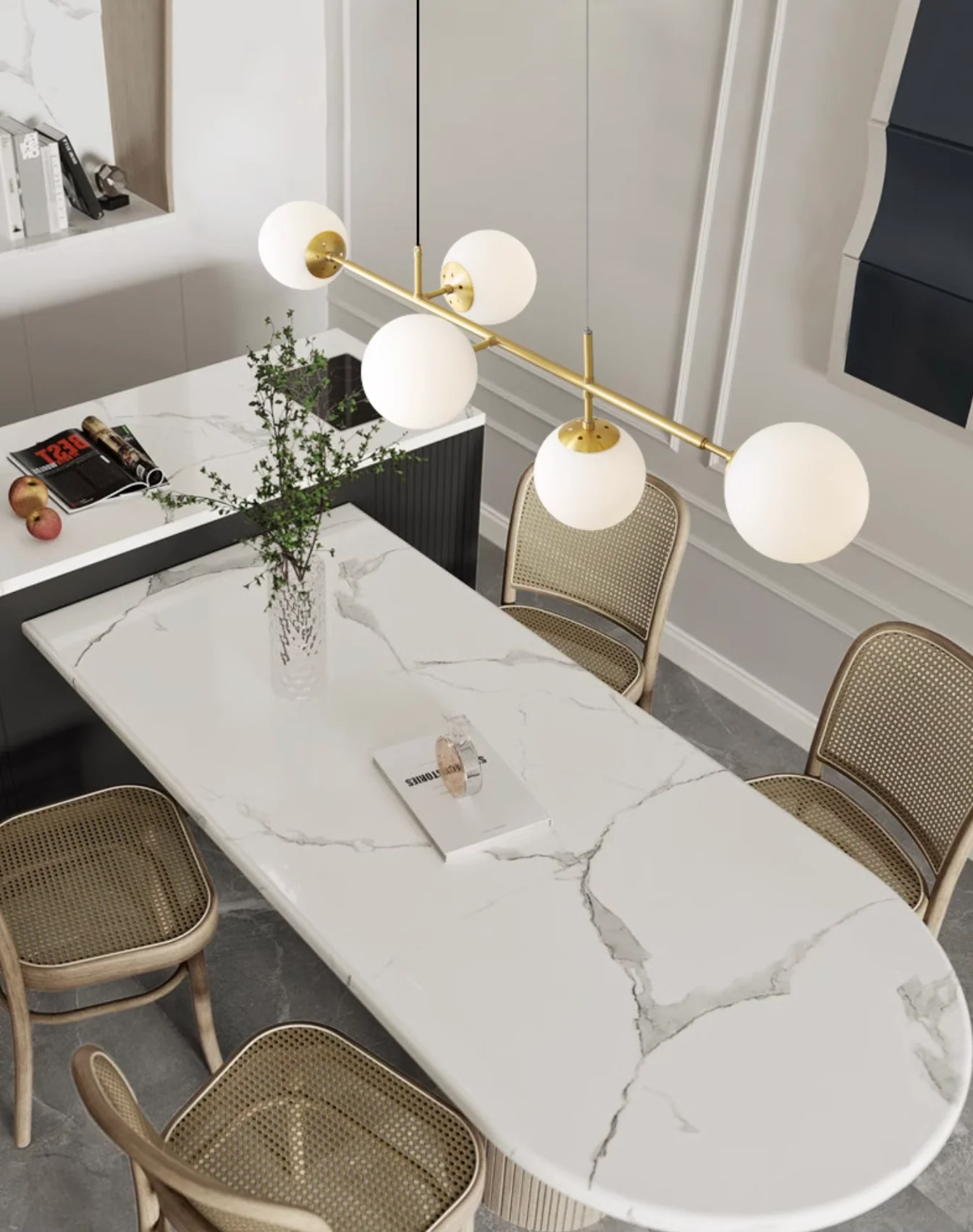 Olive Tree Milky Glass Kitchen Island line pendant light - Image 3