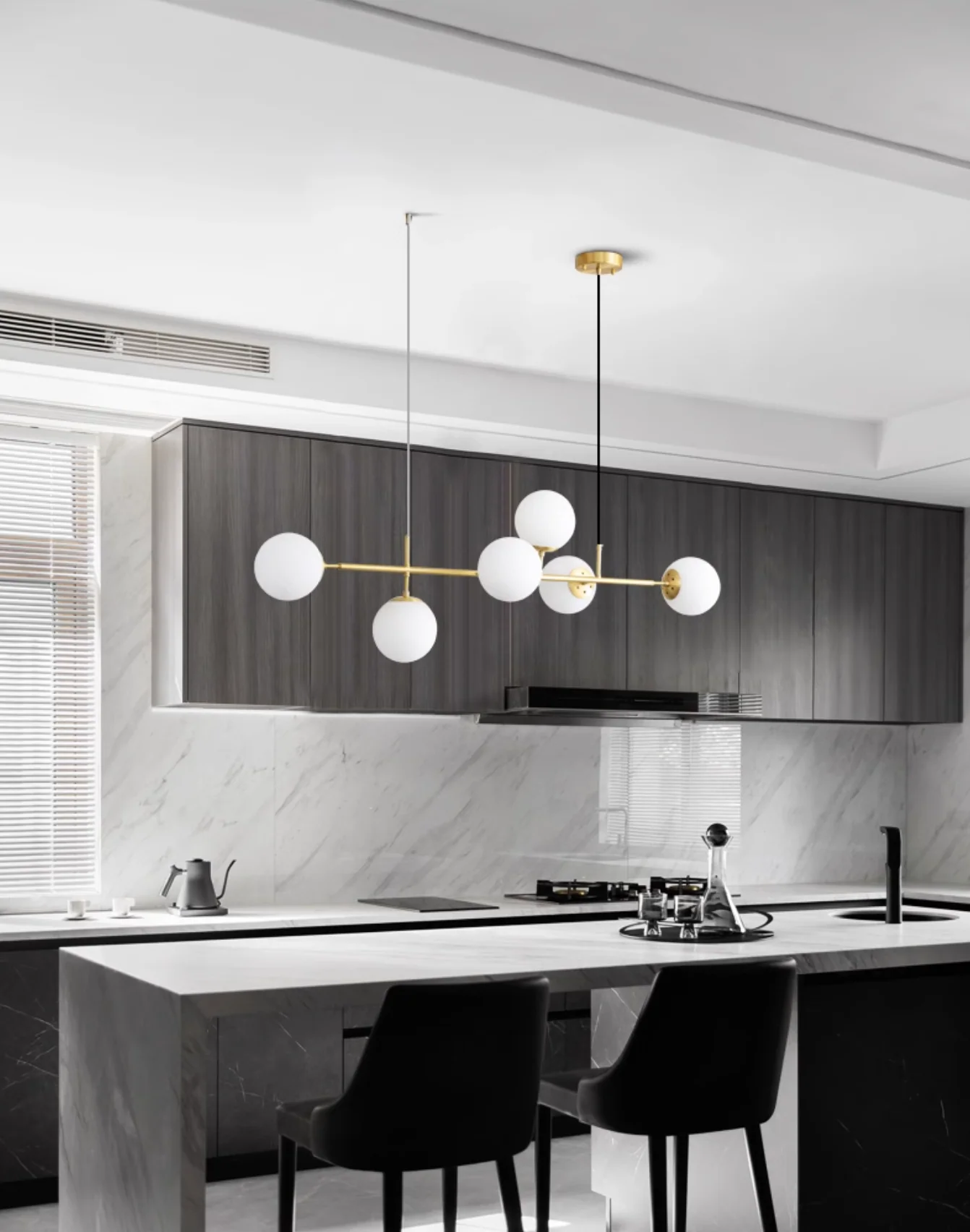 Olive Tree Milky Glass Kitchen Island line pendant light - Image 4