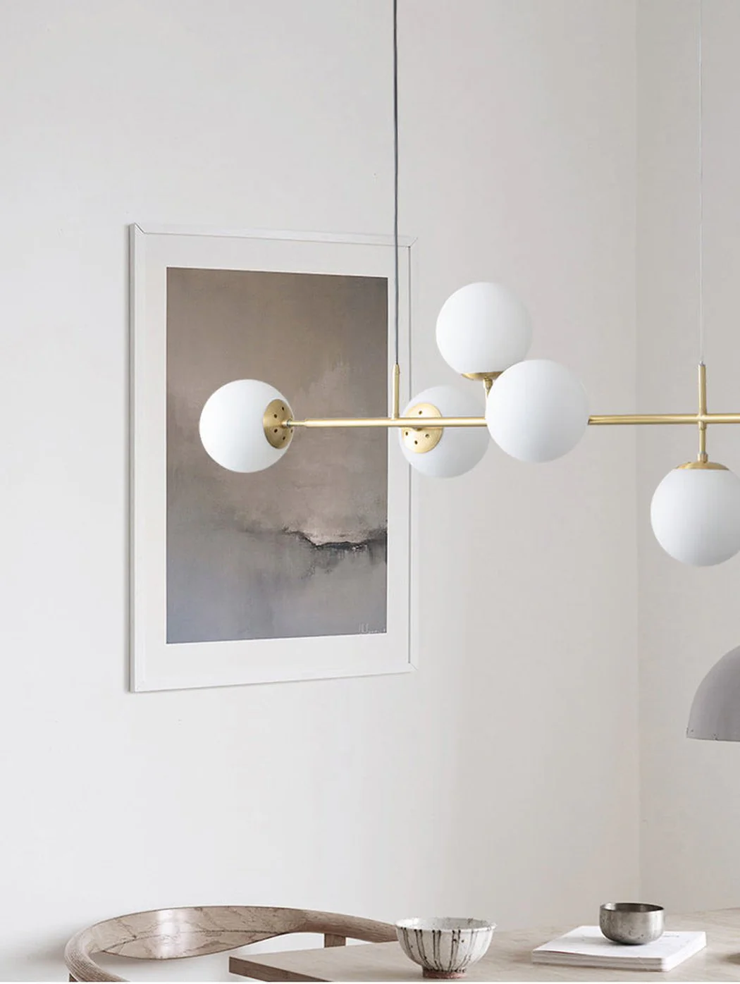 Olive Tree Milky Glass Kitchen Island line pendant light - Image 5