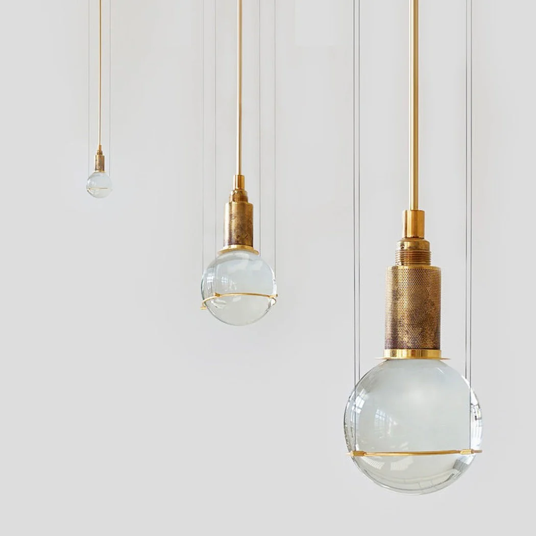 Opal round glass sphere midcentury pendant Light - Image 10