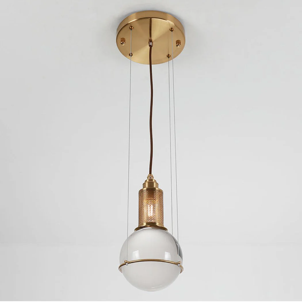 Opal round glass sphere midcentury pendant Light - Image 11