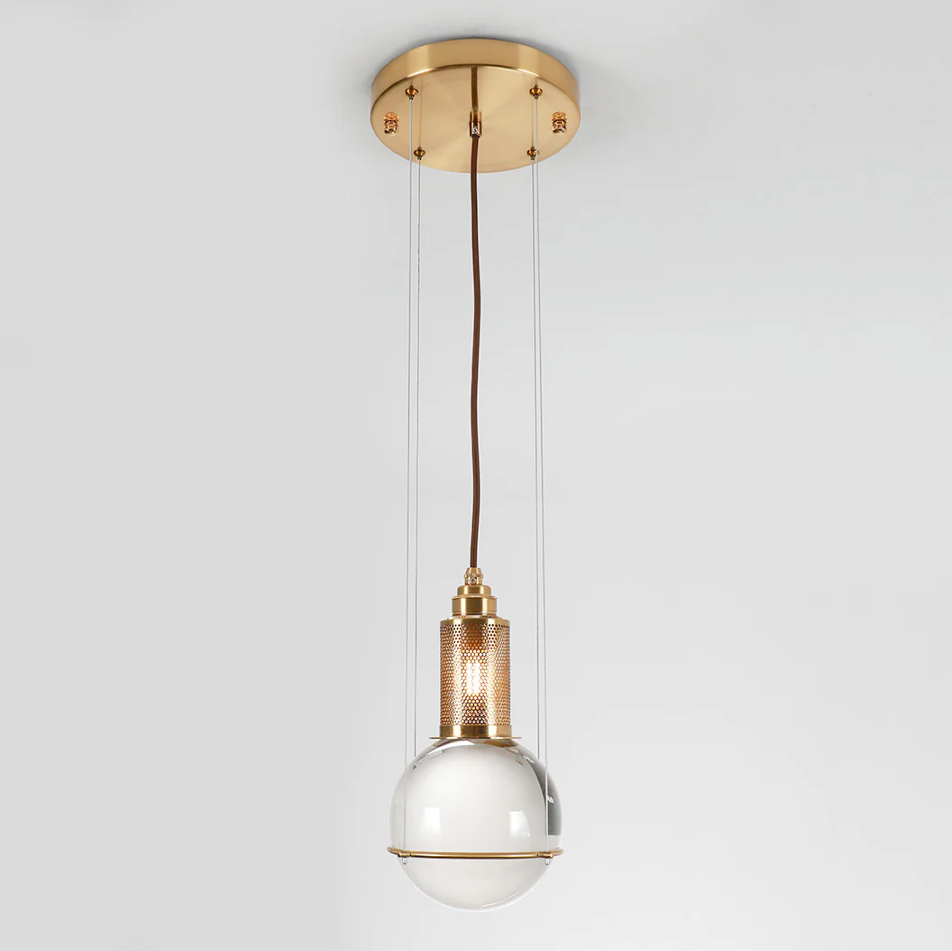 Opal round glass sphere midcentury pendant Light - Image 5