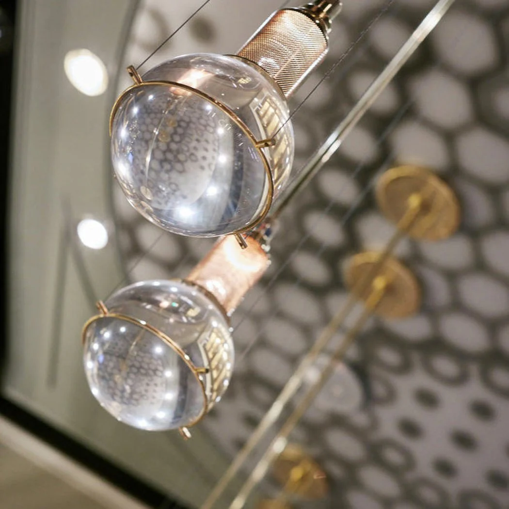 Opal round glass sphere midcentury pendant Light - Image 6
