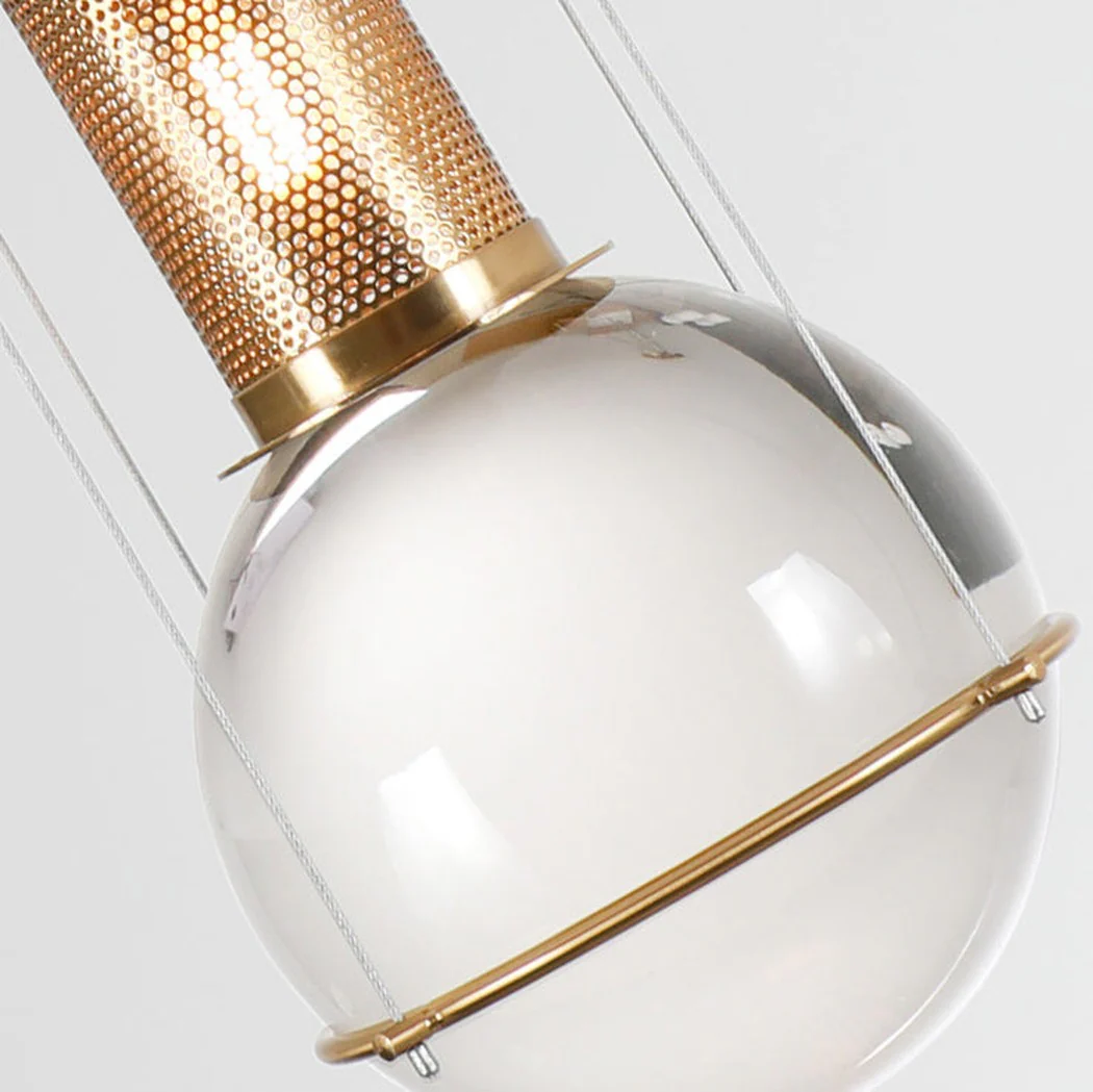 Opal round glass sphere midcentury pendant Light - Image 9