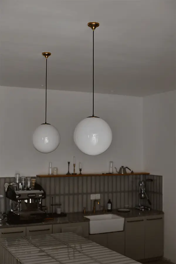 Opaline Milky Glass Pendant Light - fabric cable version