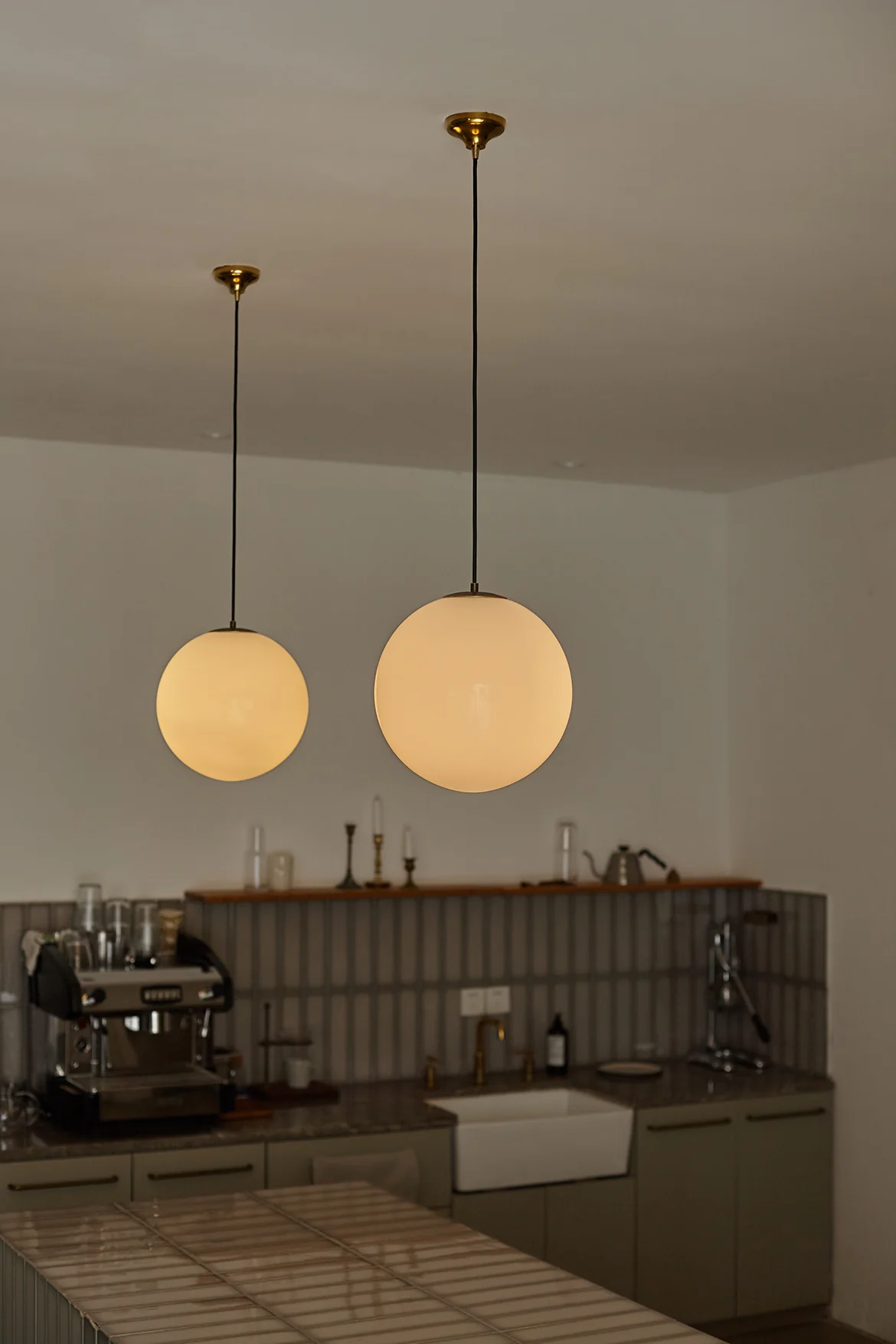 Opaline Milky Glass Pendant Light - fabric cable version - Image 11