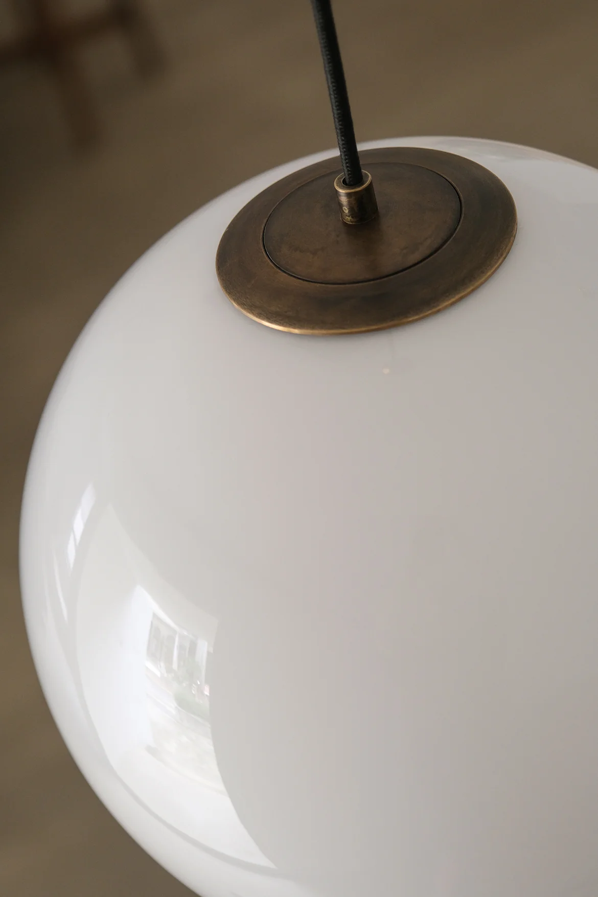 Opaline Milky Glass Pendant Light - fabric cable version - Image 13