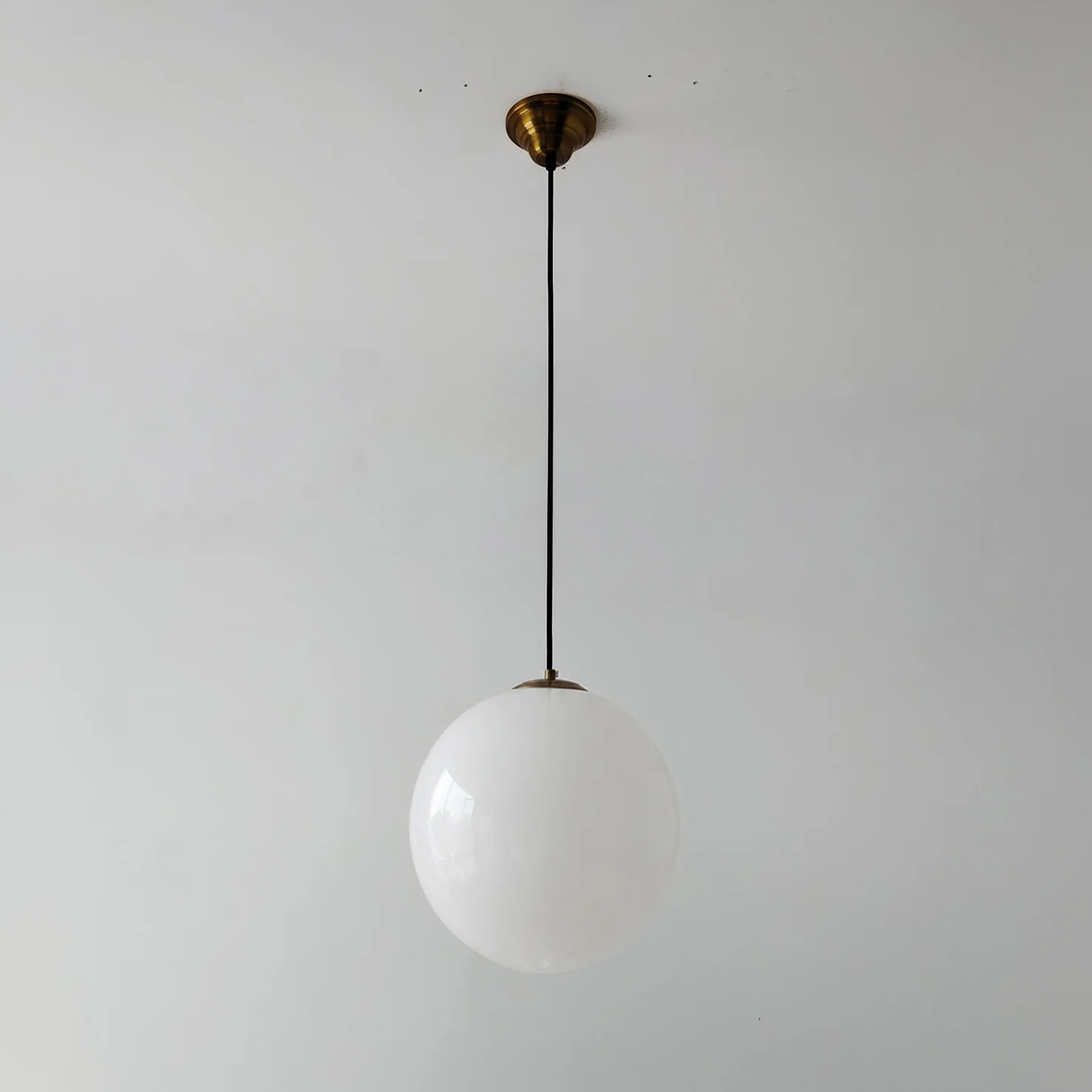 Opaline Milky Glass Pendant Light - fabric cable version - Image 19