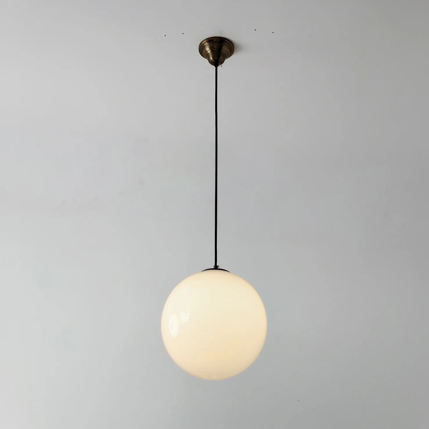 Opaline Milky Glass Pendant Light - fabric cable version - Image 20
