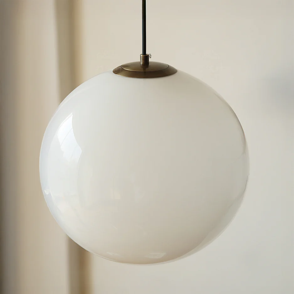 Opaline Milky Glass Pendant Light - fabric cable version - Image 3