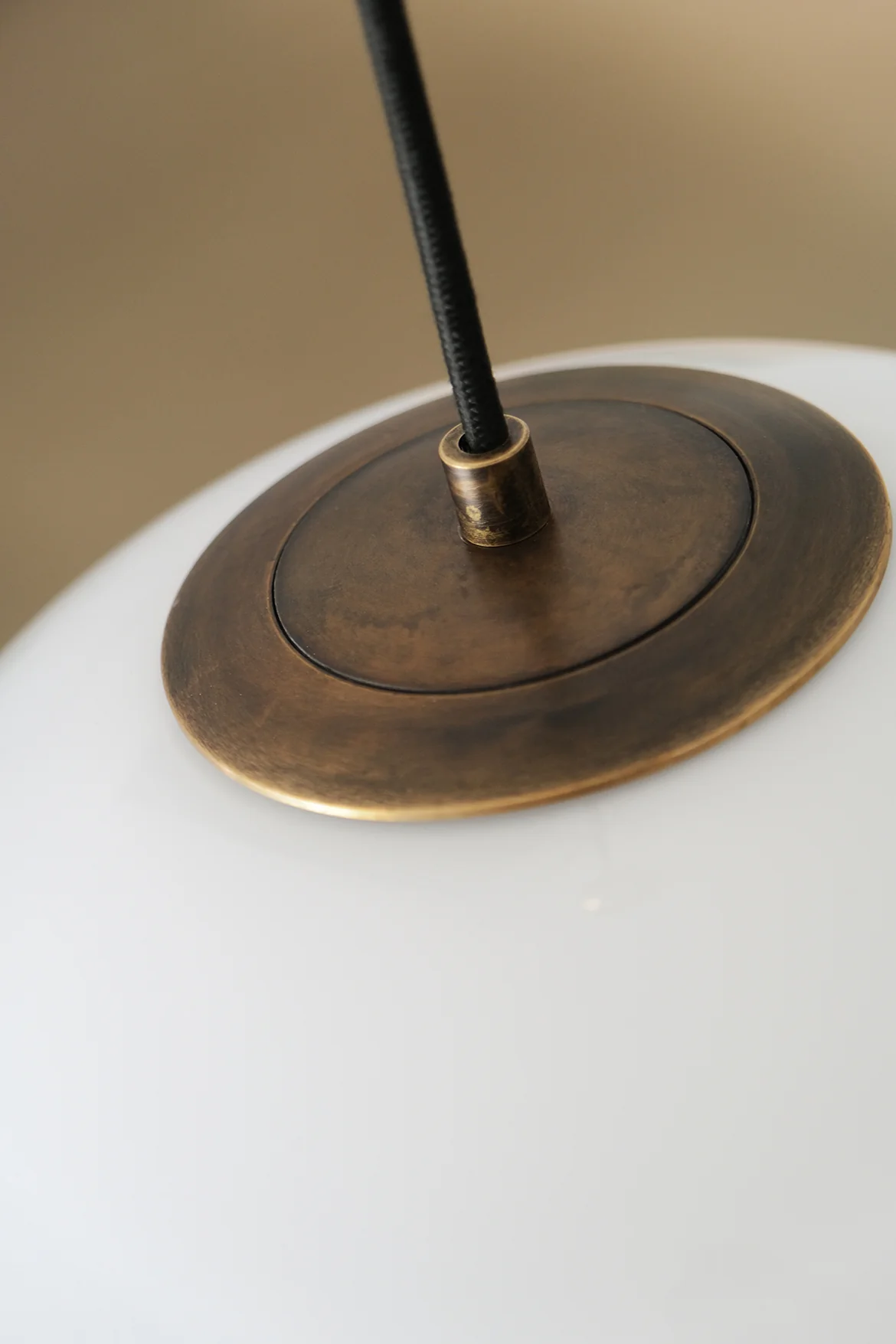 Opaline Milky Glass Pendant Light - fabric cable version - Image 4