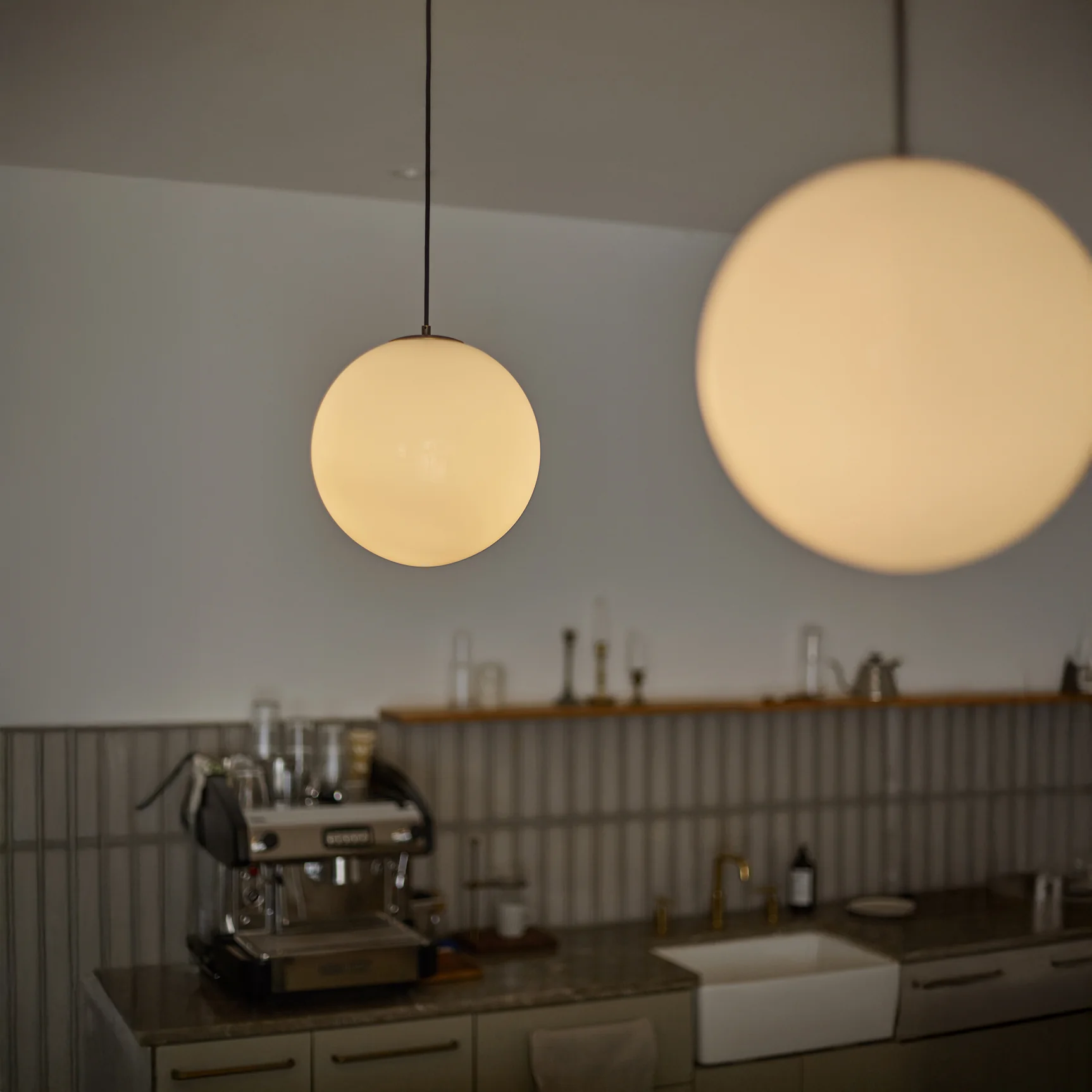 Opaline Milky Glass Pendant Light - fabric cable version - Image 5