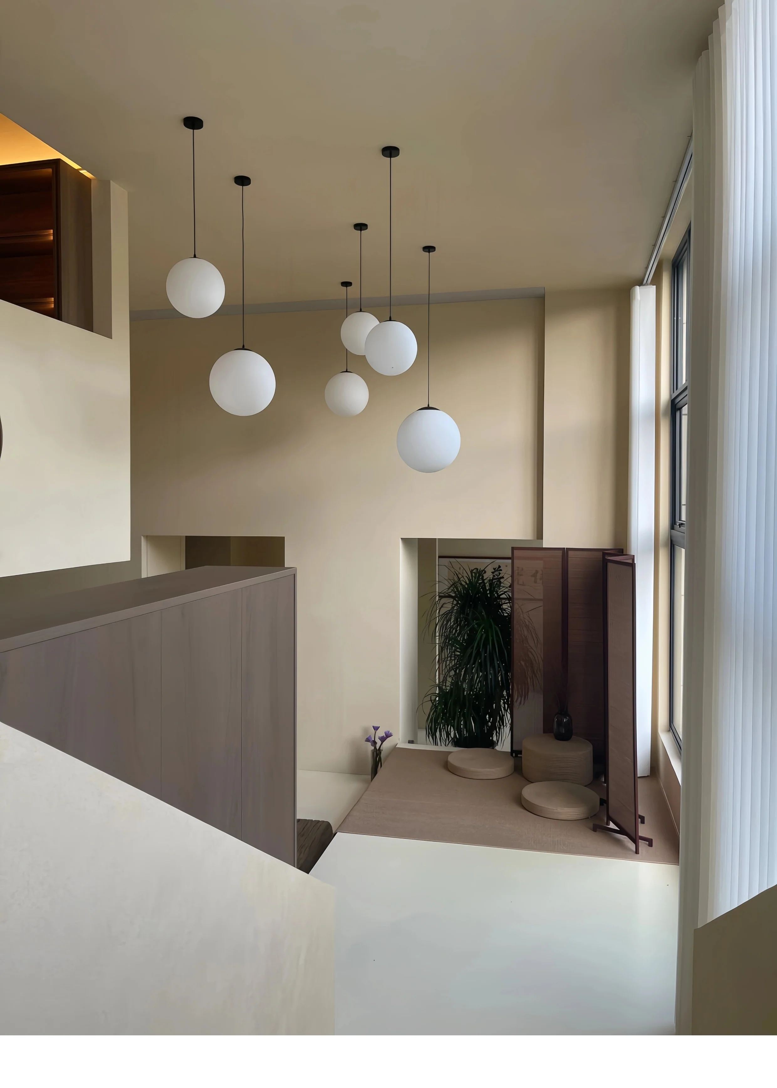 Opaline Milky Glass Pendant Light - fabric cable version - Image 7