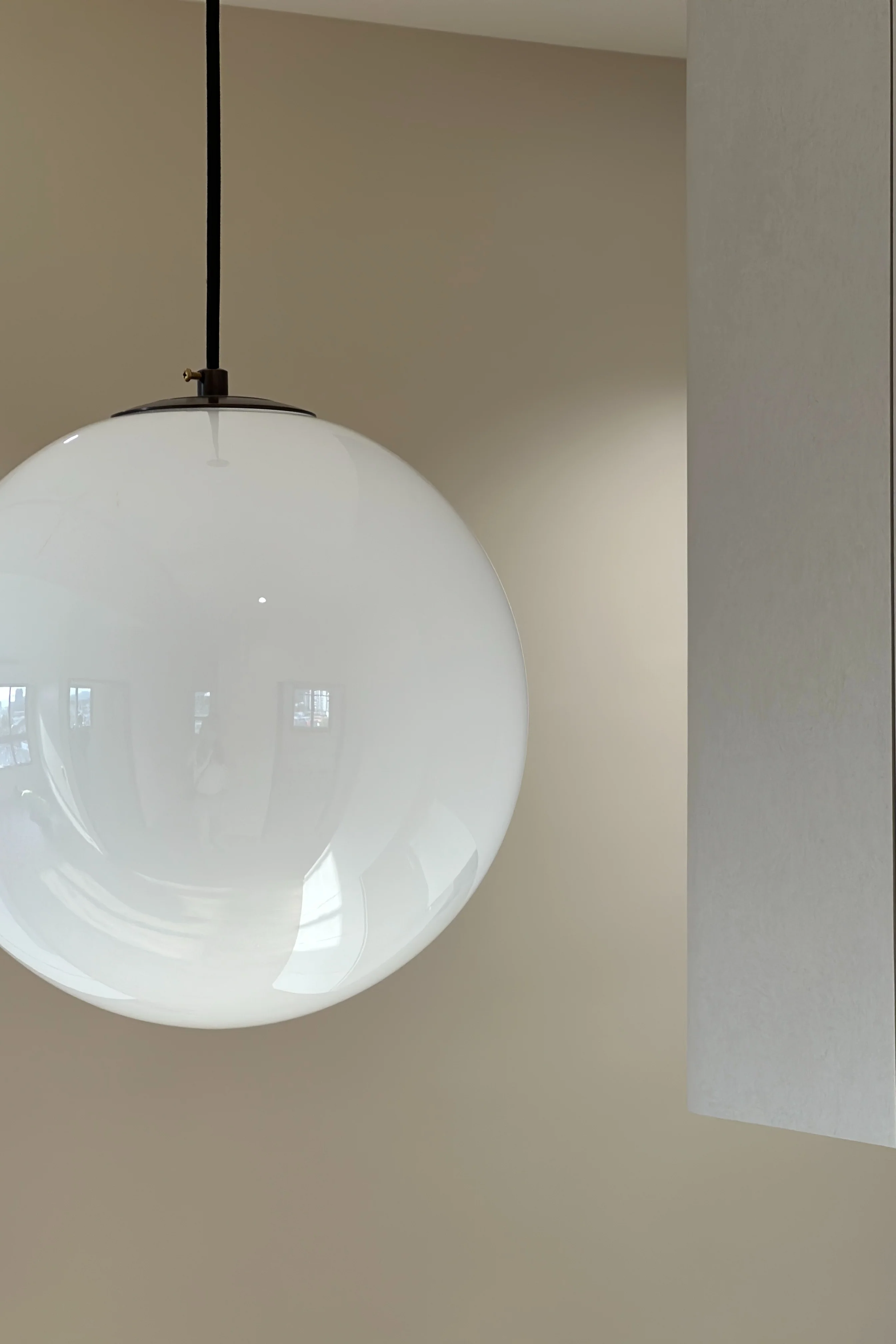 Opaline Milky Glass Pendant Light - fabric cable version - Image 8