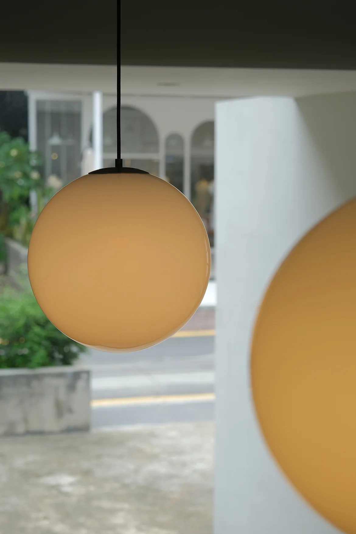 Opaline Milky Glass Pendant Light - fabric cable version - Image 9