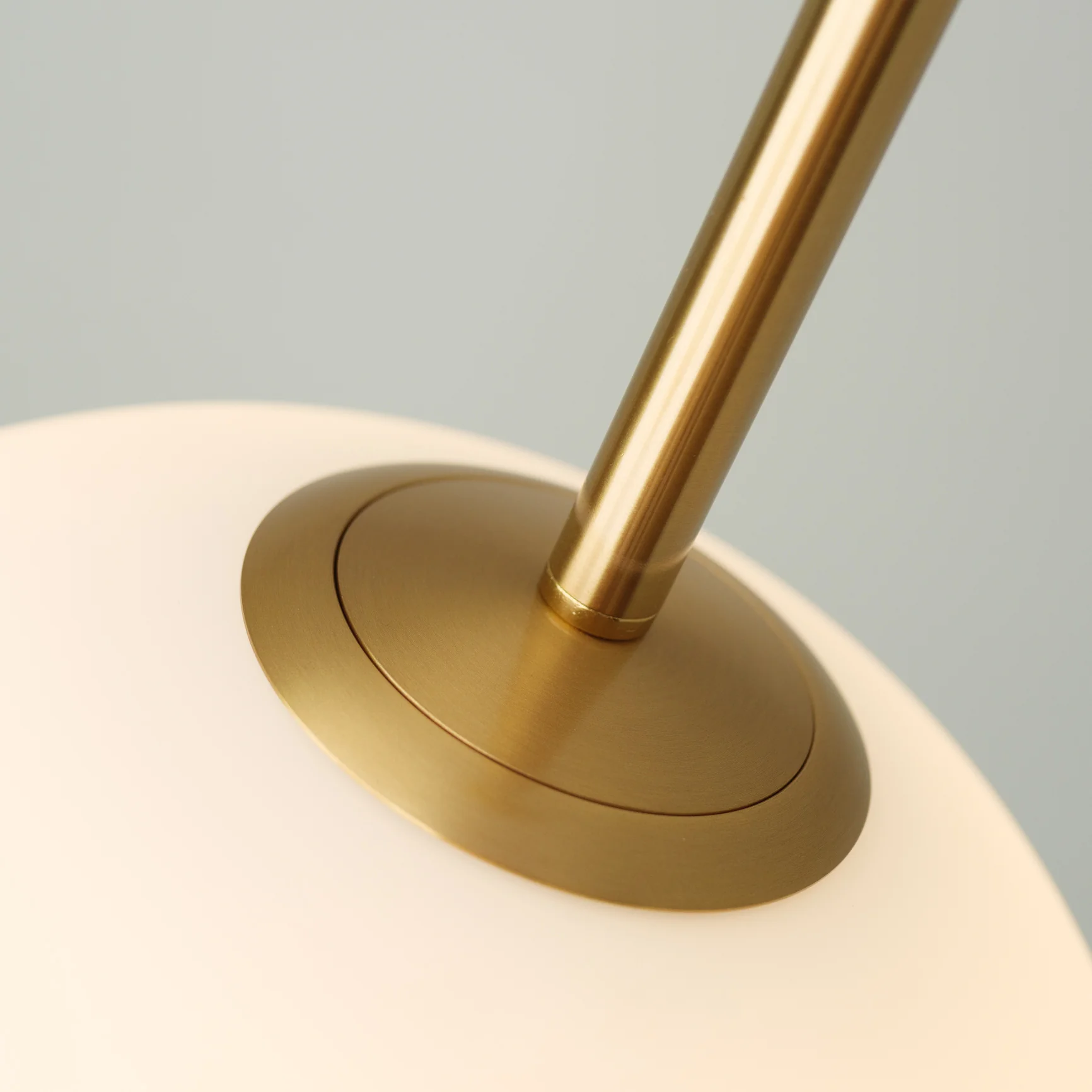 Opaline Mid-century Milky Glass Brass Rod Ceiling Light - Image 9