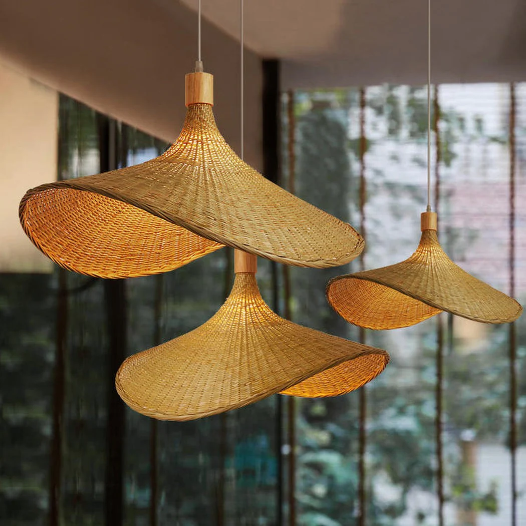 Panama Rattan Wicker Bamboo Pendant Light - Image 12