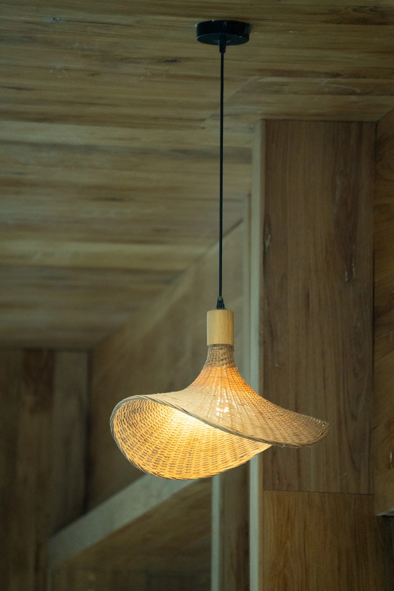 Panama Rattan Wicker Bamboo Pendant Light - Image 14
