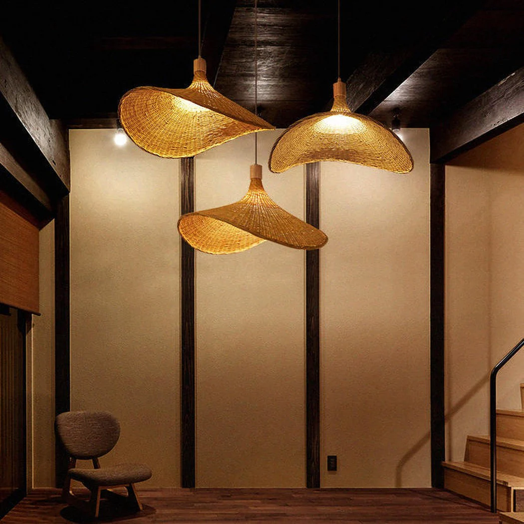 Panama Rattan Wicker Bamboo Pendant Light - Image 3
