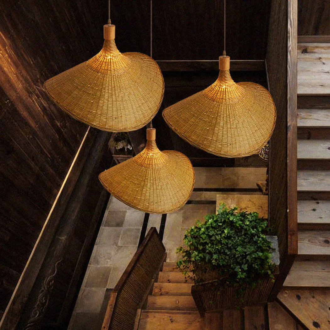 Panama Rattan Wicker Bamboo Pendant Light - Image 4