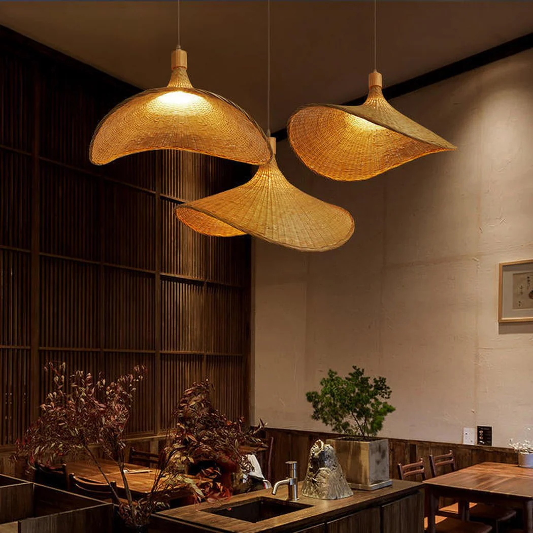 Panama Rattan Wicker Bamboo Pendant Light - Image 5