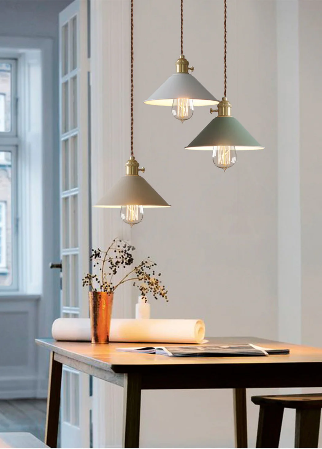 Coloured Cone Shade Industrial Pendant Light - Image 13