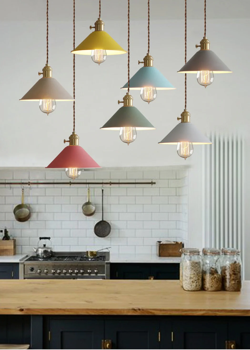 Coloured Cone Shade Industrial Pendant Light - Image 23