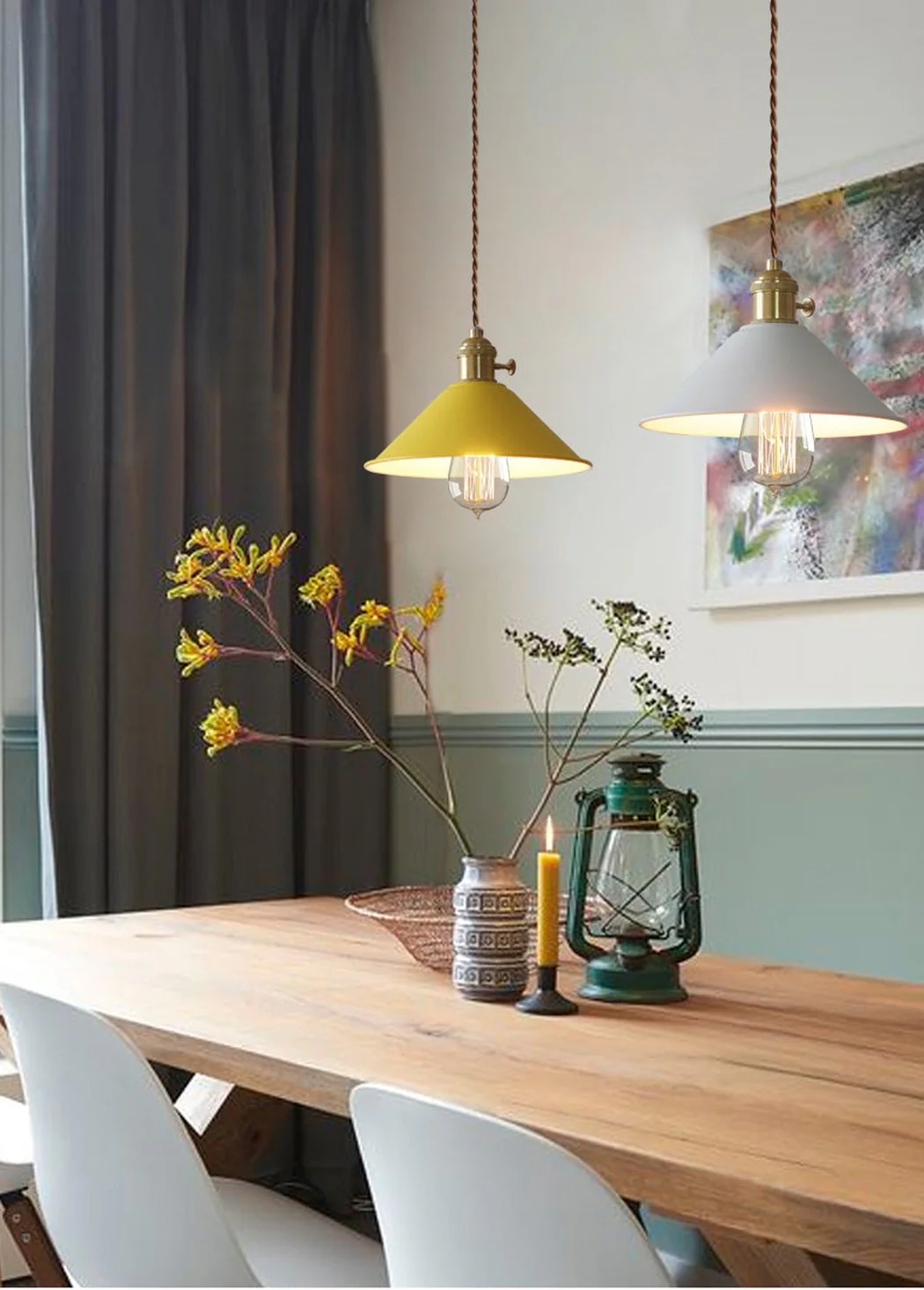 Coloured Cone Shade Industrial Pendant Light - Image 25