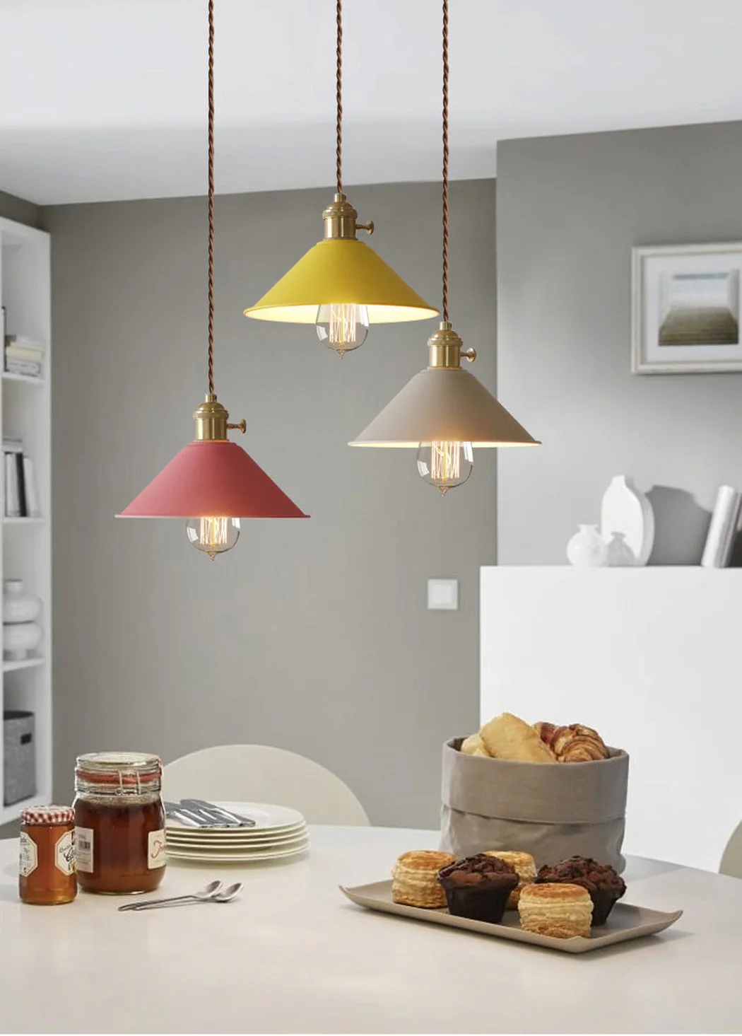 Coloured Cone Shade Industrial Pendant Light - Image 26