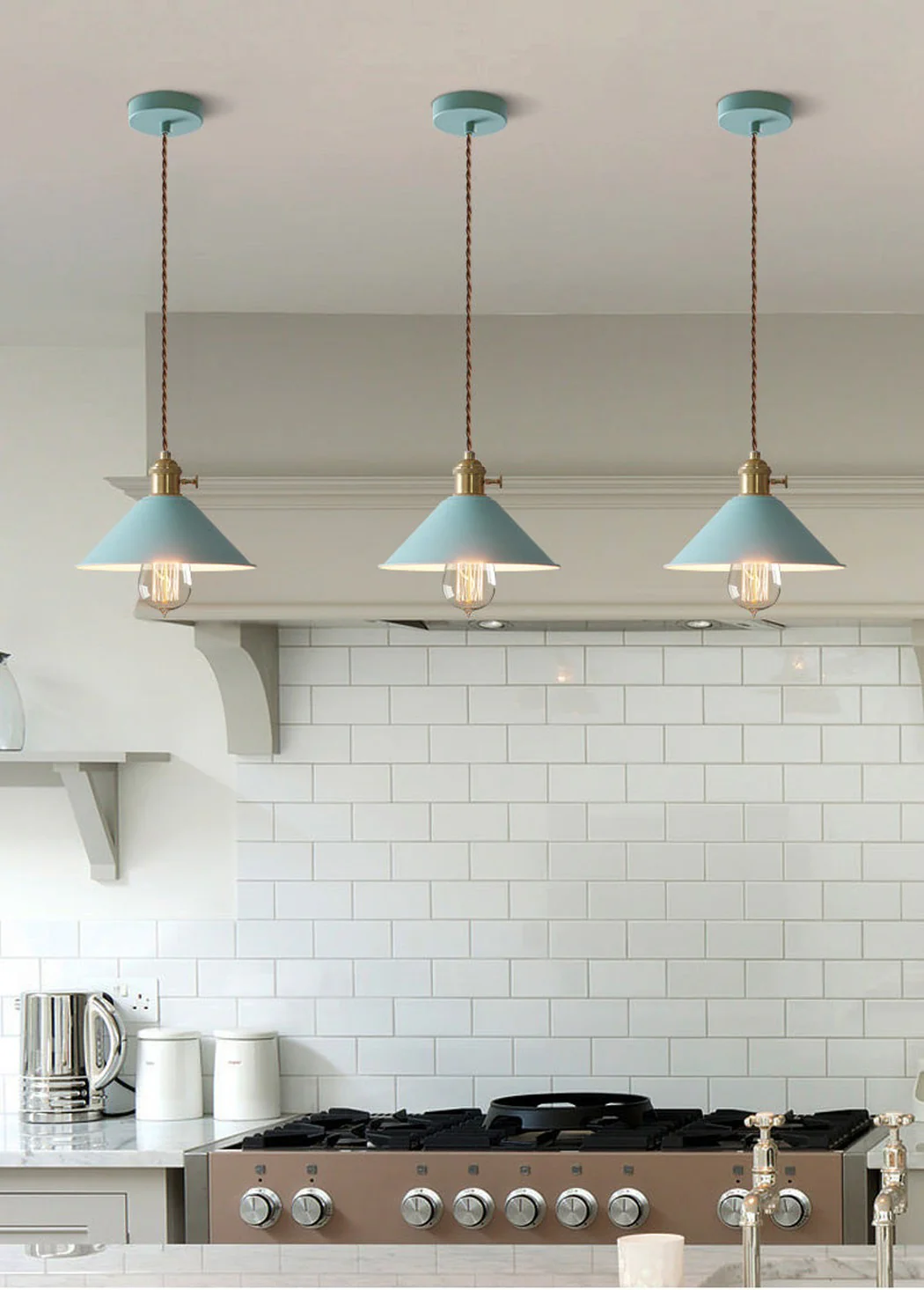 Coloured Cone Shade Industrial Pendant Light - Image 27