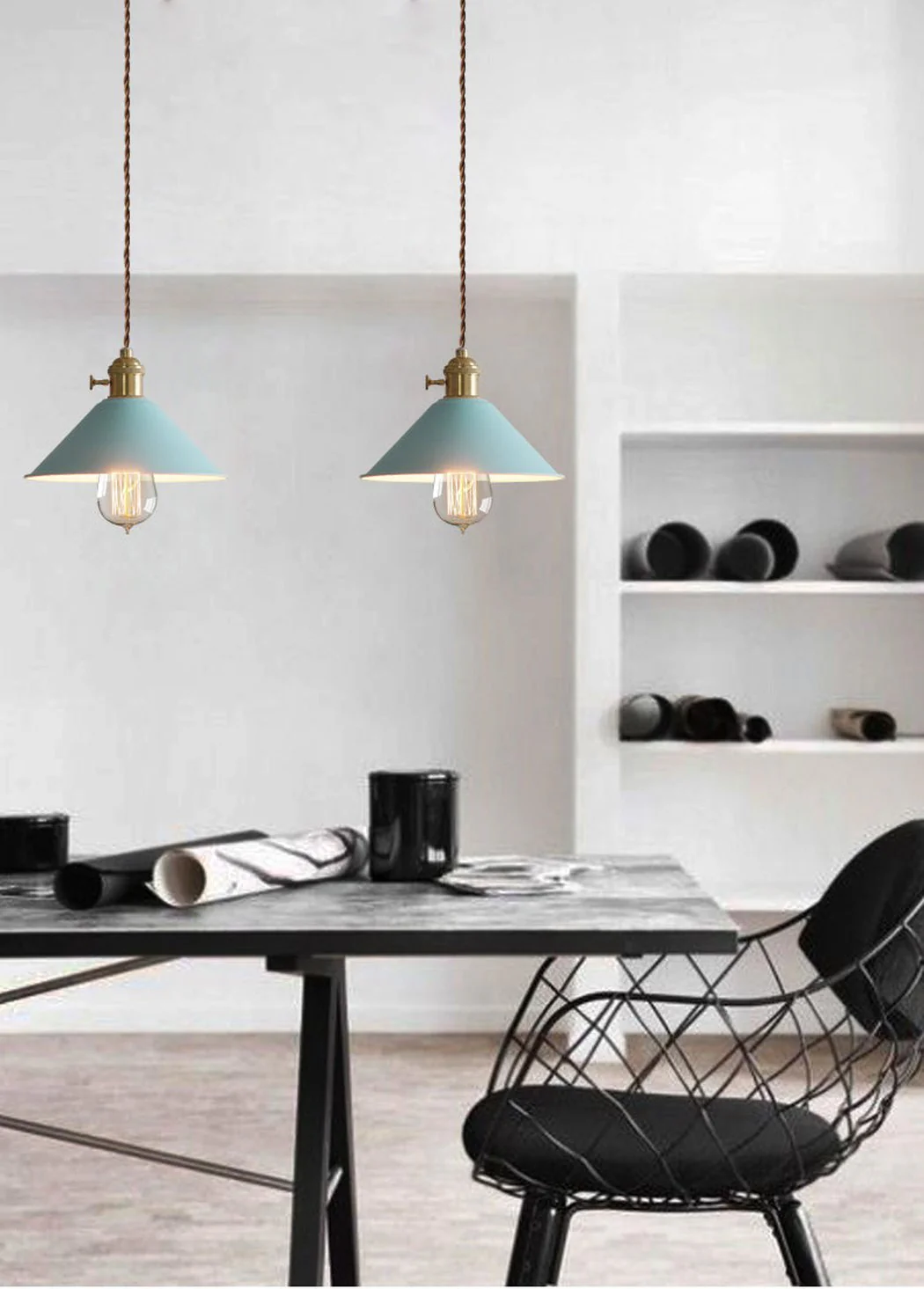 Coloured Cone Shade Industrial Pendant Light - Image 28
