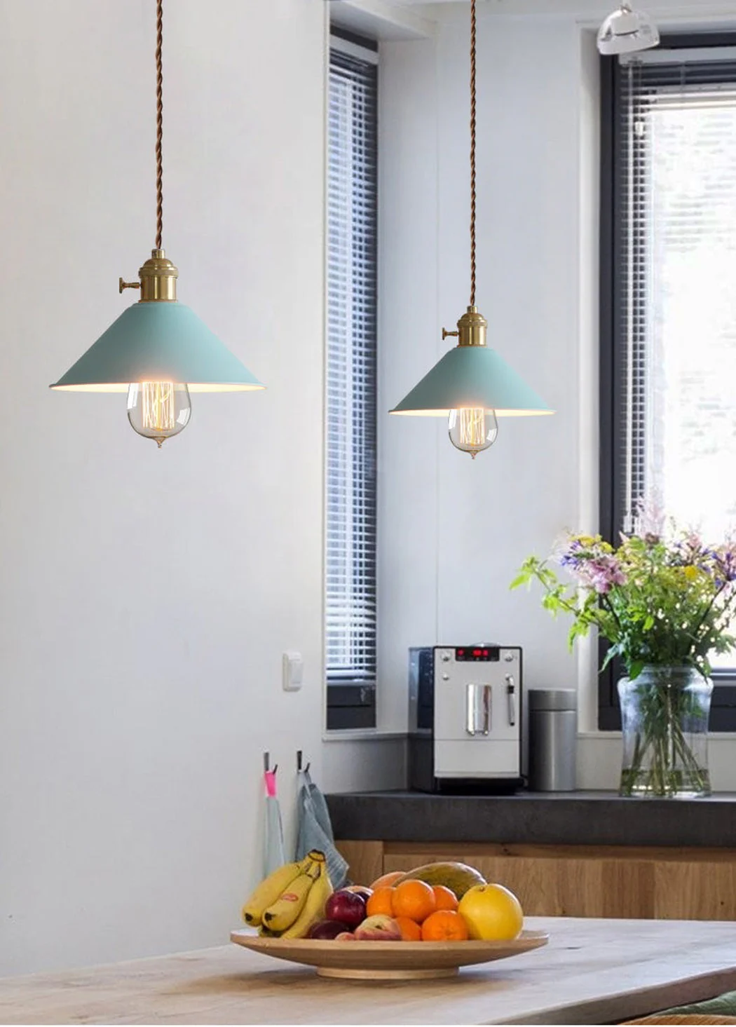 Coloured Cone Shade Industrial Pendant Light - Image 29