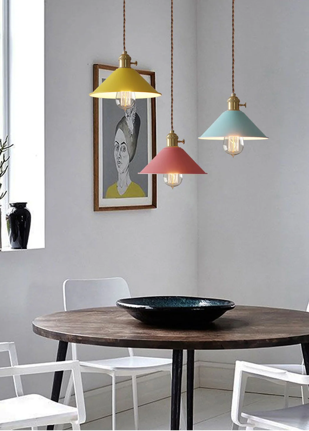 Coloured Cone Shade Industrial Pendant Light - Image 34