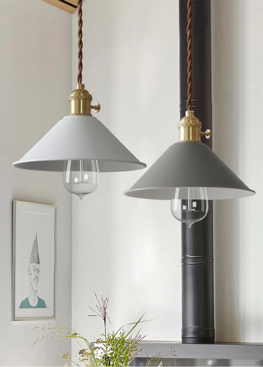 Coloured Cone Shade Industrial Pendant Light - Image 9