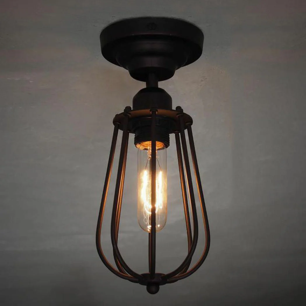 Pear Metal Cage Black Fixed Ceiling Light - Image 2