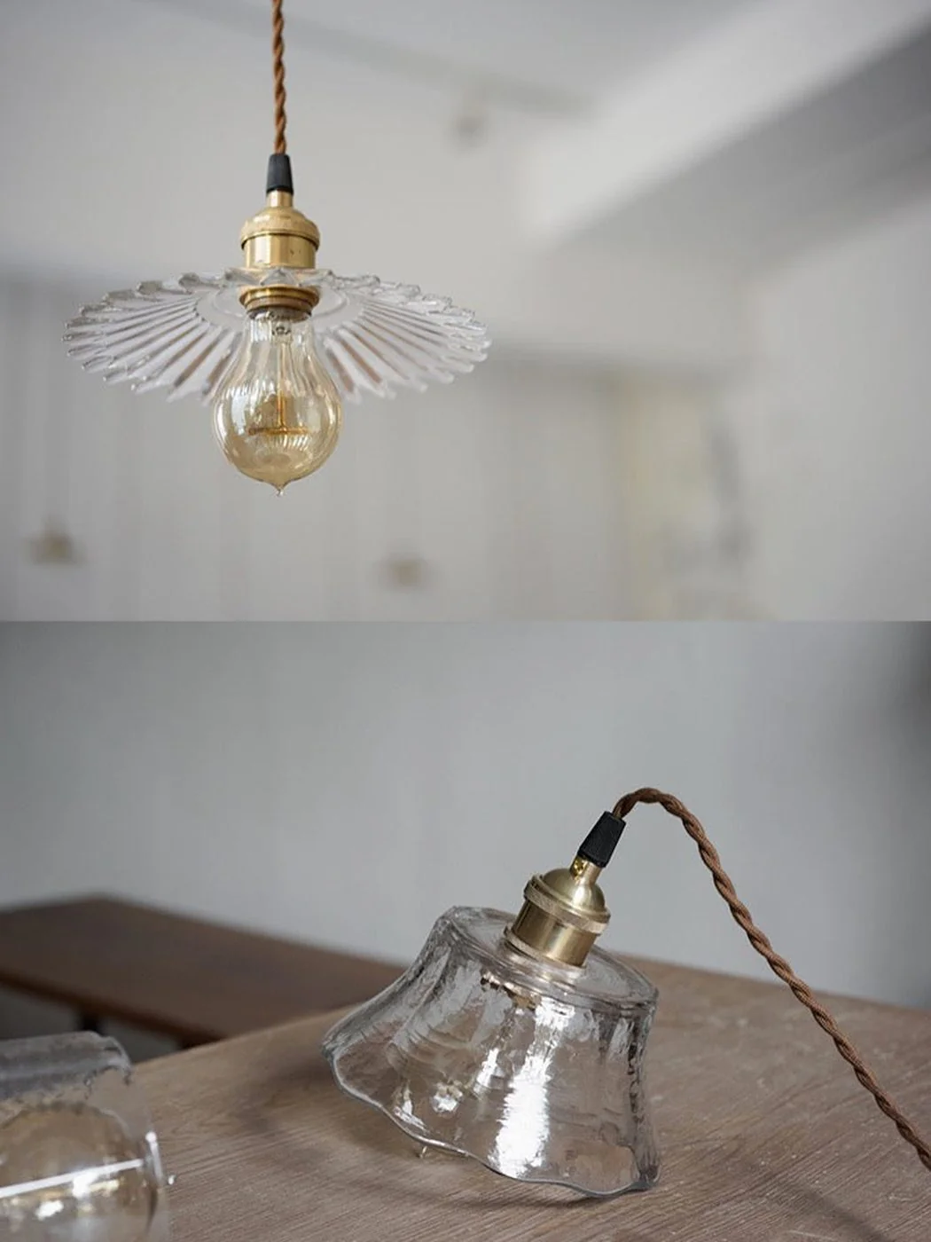 Petunia Glass Mid Century Brass Pendant Light - Image 6