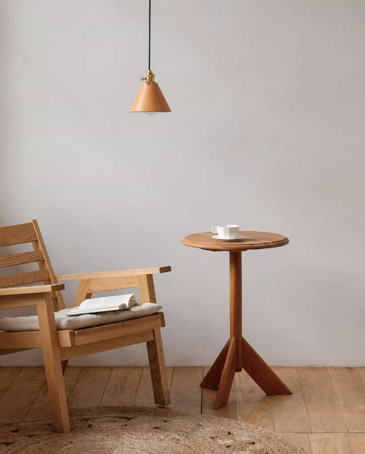 Porter Leather Cone Shade Brass Fitting Pendant Light - Image 2