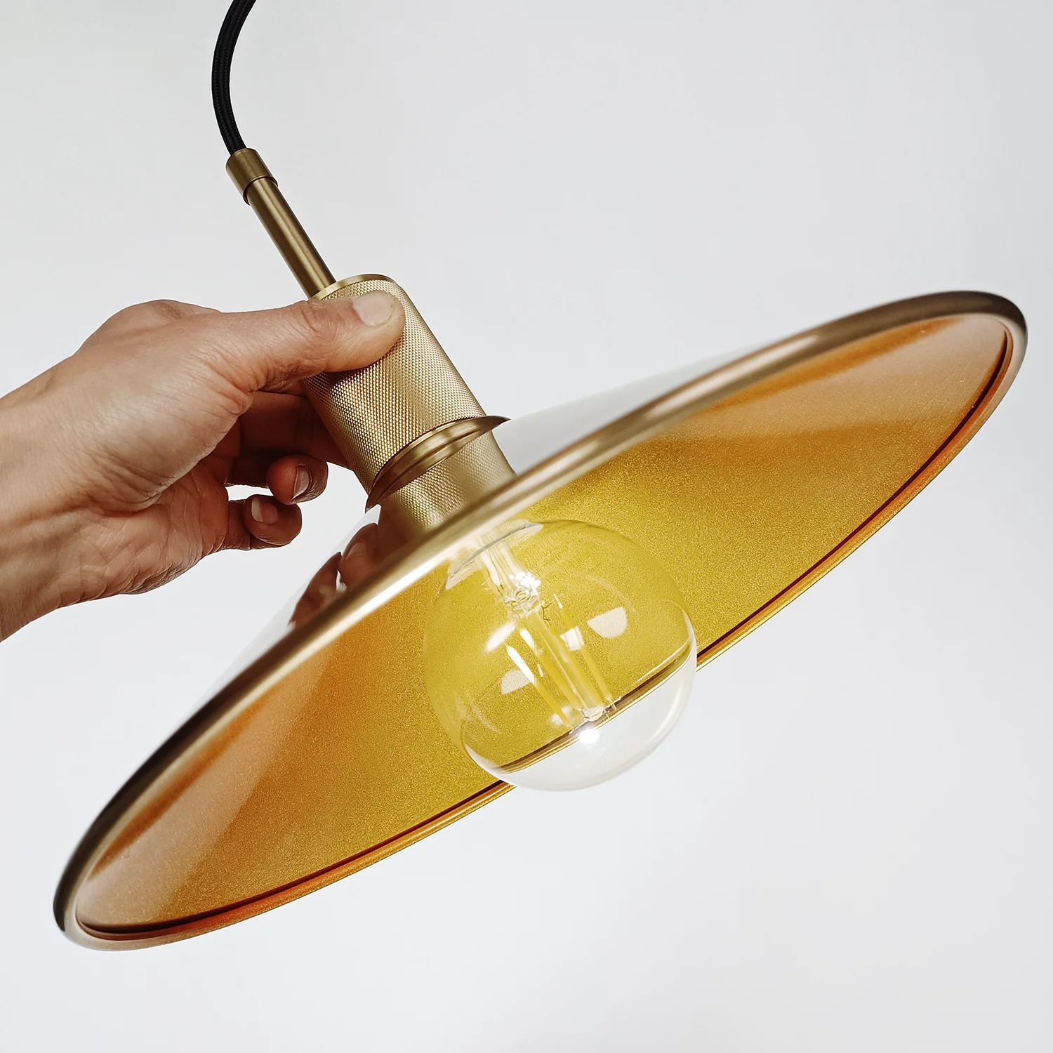 Quentin Knurled Brass Loft Pendant Light (Brass | Black) - Image 12