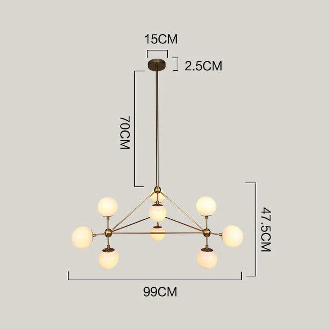 Ritz 10 Bulb Brass Pendant Light - Image 4