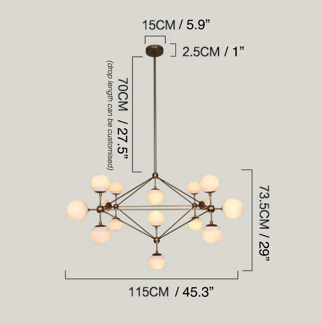 Ritz 15 Bulb Brass Pendant Light - Image 4