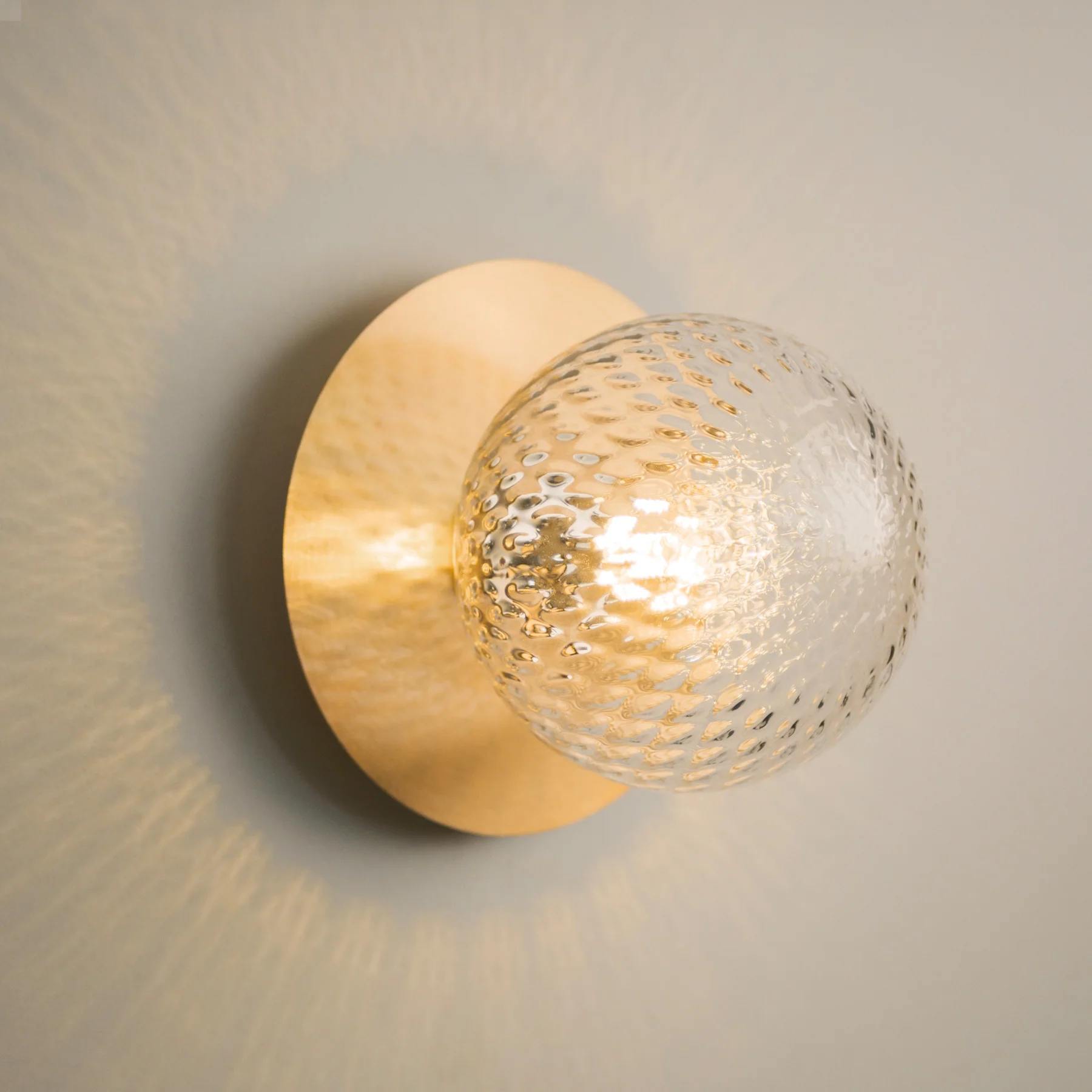 Rund Art Deco Glimmer Glass Wall Light / Ceiling Light - Image 8