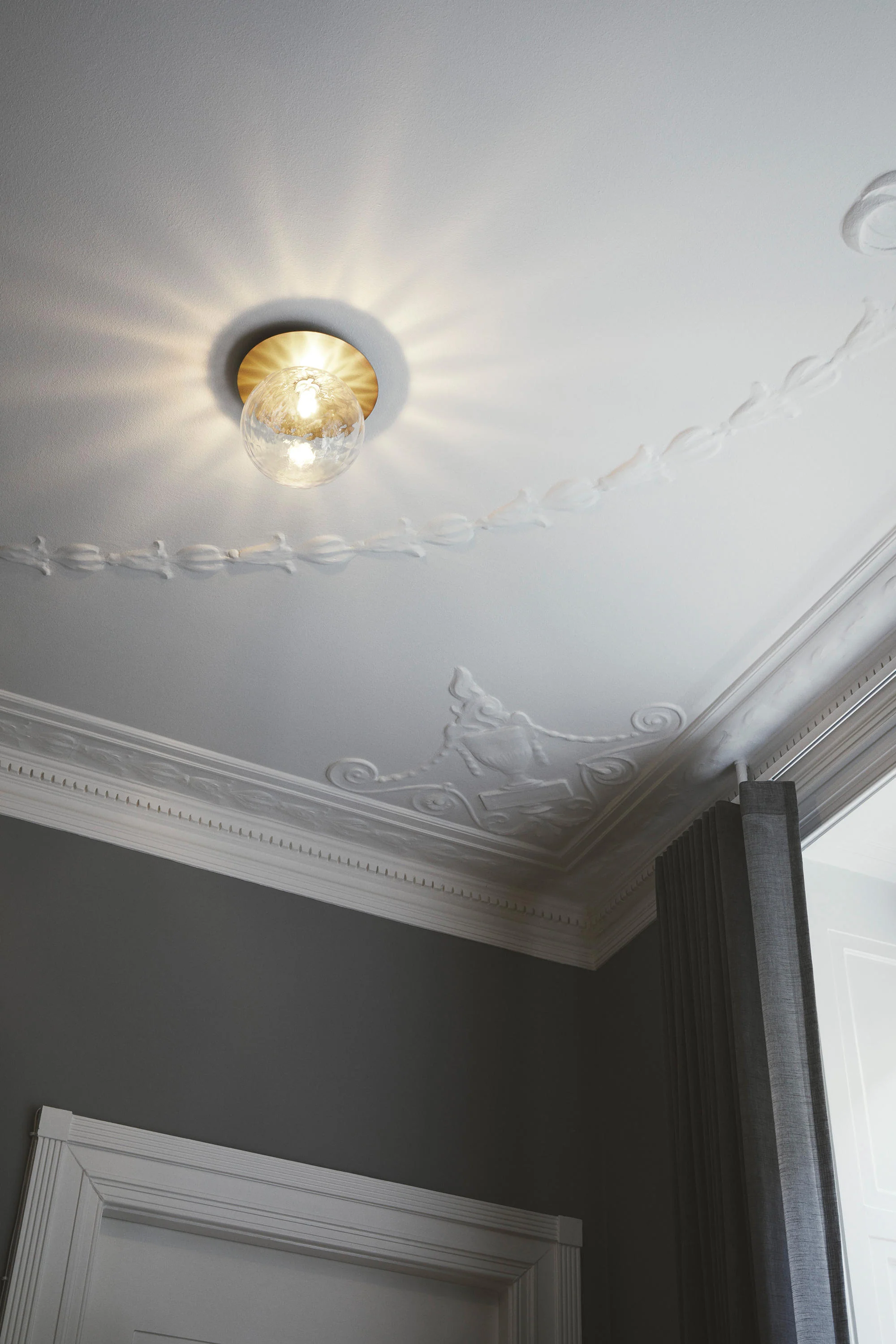 Rund Art Deco Glimmer Glass Wall Light / Ceiling Light - Image 9