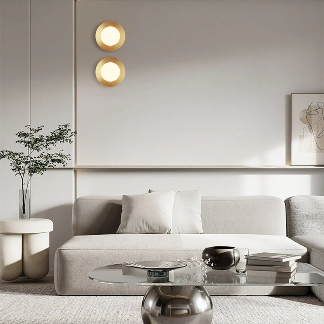 Rund Brass Plate Frosted Glass Mid Century Modern Wall Light / Ceiling Light - Image 11