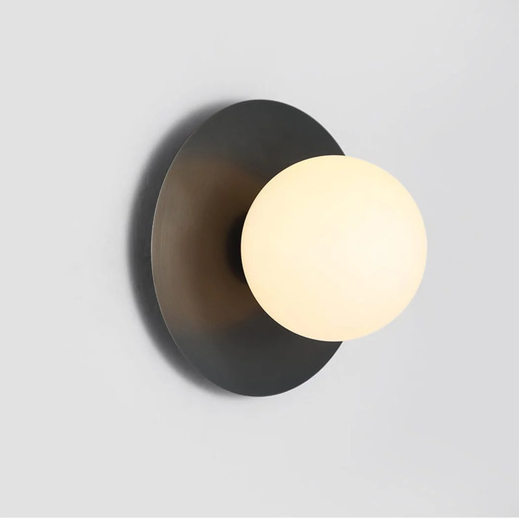 Rund Brass Plate Frosted Glass Mid Century Modern Wall Light / Ceiling Light - Image 2