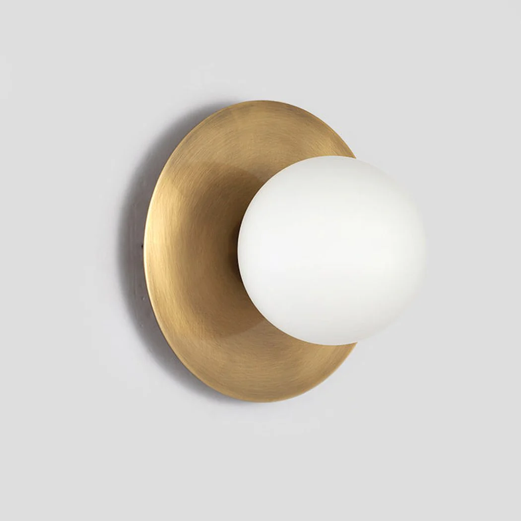 Rund Brass Plate Frosted Glass Mid Century Modern Wall Light / Ceiling Light - Image 3