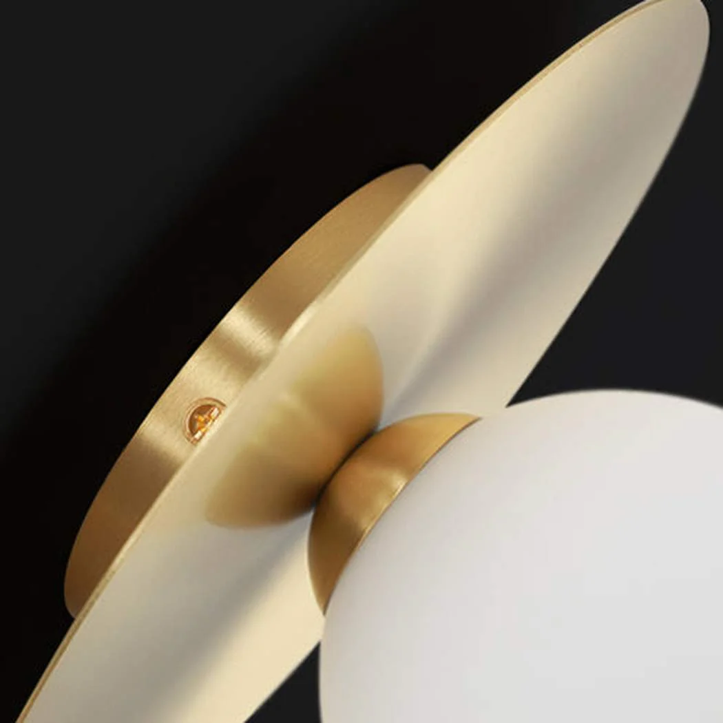 Rund Brass Plate Frosted Glass Mid Century Modern Wall Light / Ceiling Light - Image 6